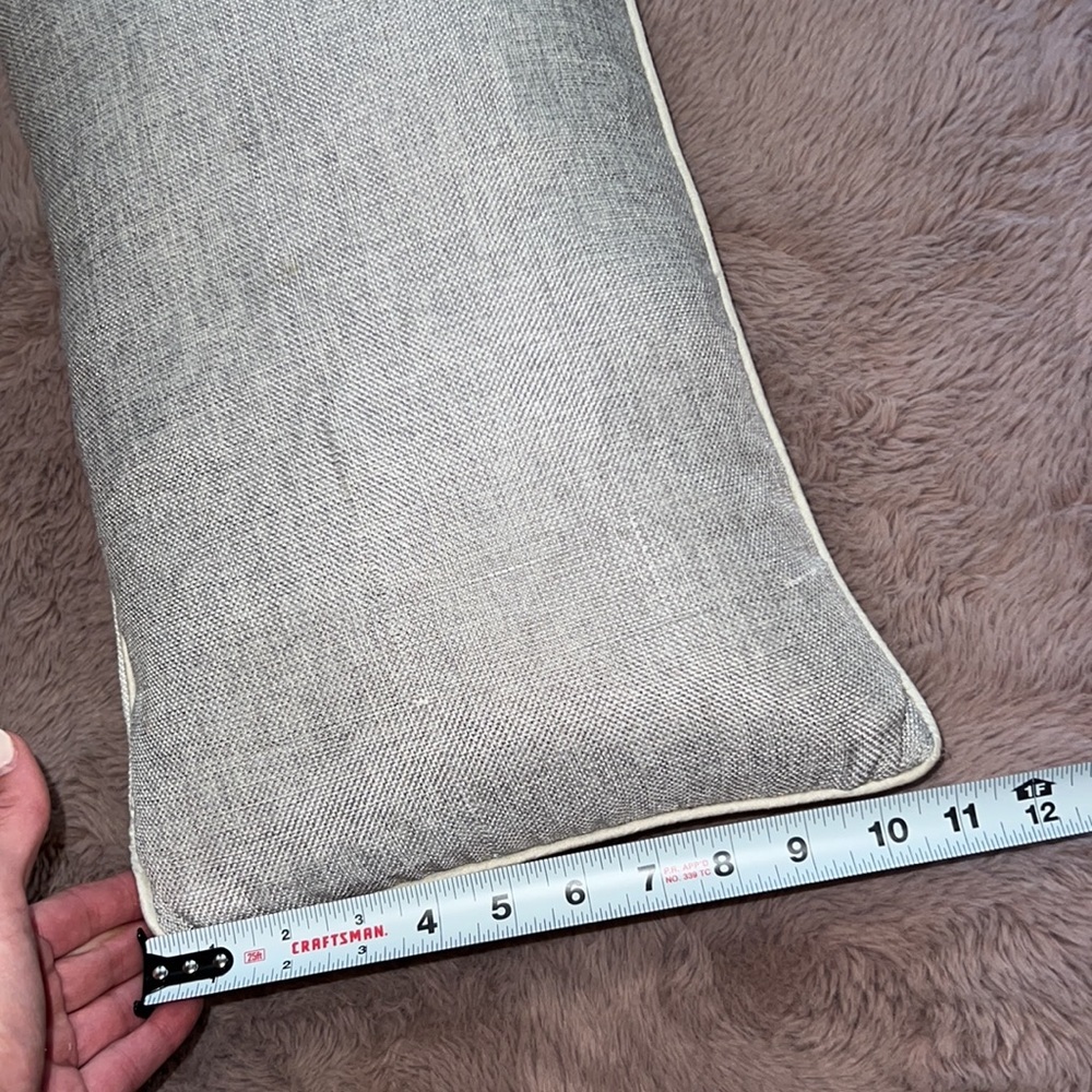 Grey ivory rectangle small throw pillow bedding couch 18” x 11” removable cover - Picture 4 of 8